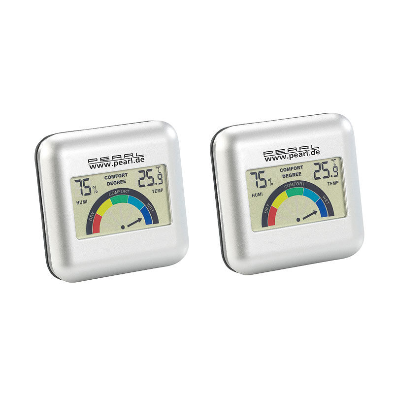 Pearl 2er-Set digitales Hygrometer mit Thermometer mit grafischer Anzeige