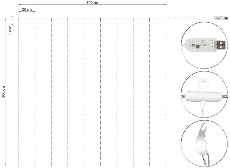 Lunartec RGB-LED-Lichtervorhang, 300 LEDs, Fernbedienung, 3x3 m, 2er