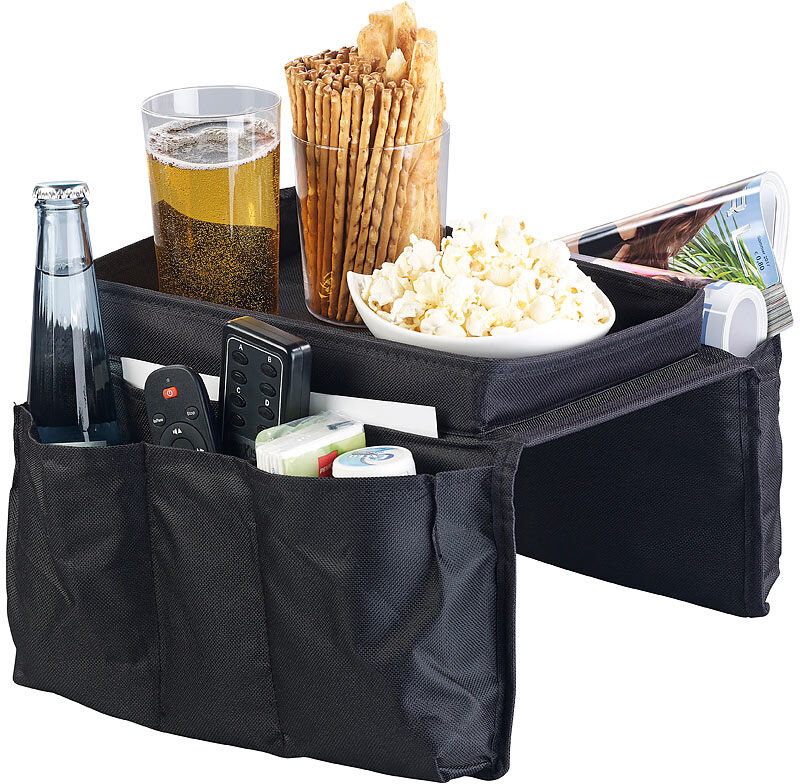 infactory Sofa-Organizer mit 5 Taschen und Ablagefläche für Snacks und Getränke