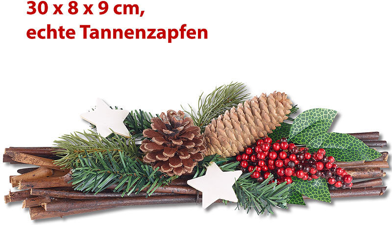 Britesta Handgefertigtes Weihnachts- & Adventsgesteck, echte Tannenzapfen, 30cm