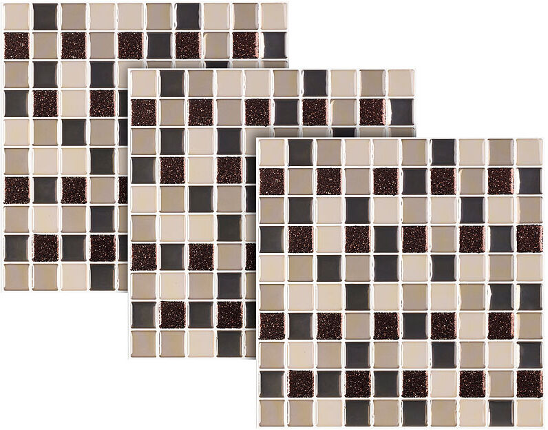 infactory Selbstklebende 3D-Mosaik-Fliesenaufkleber, 25,5 x 25,5 cm, 3er-Set