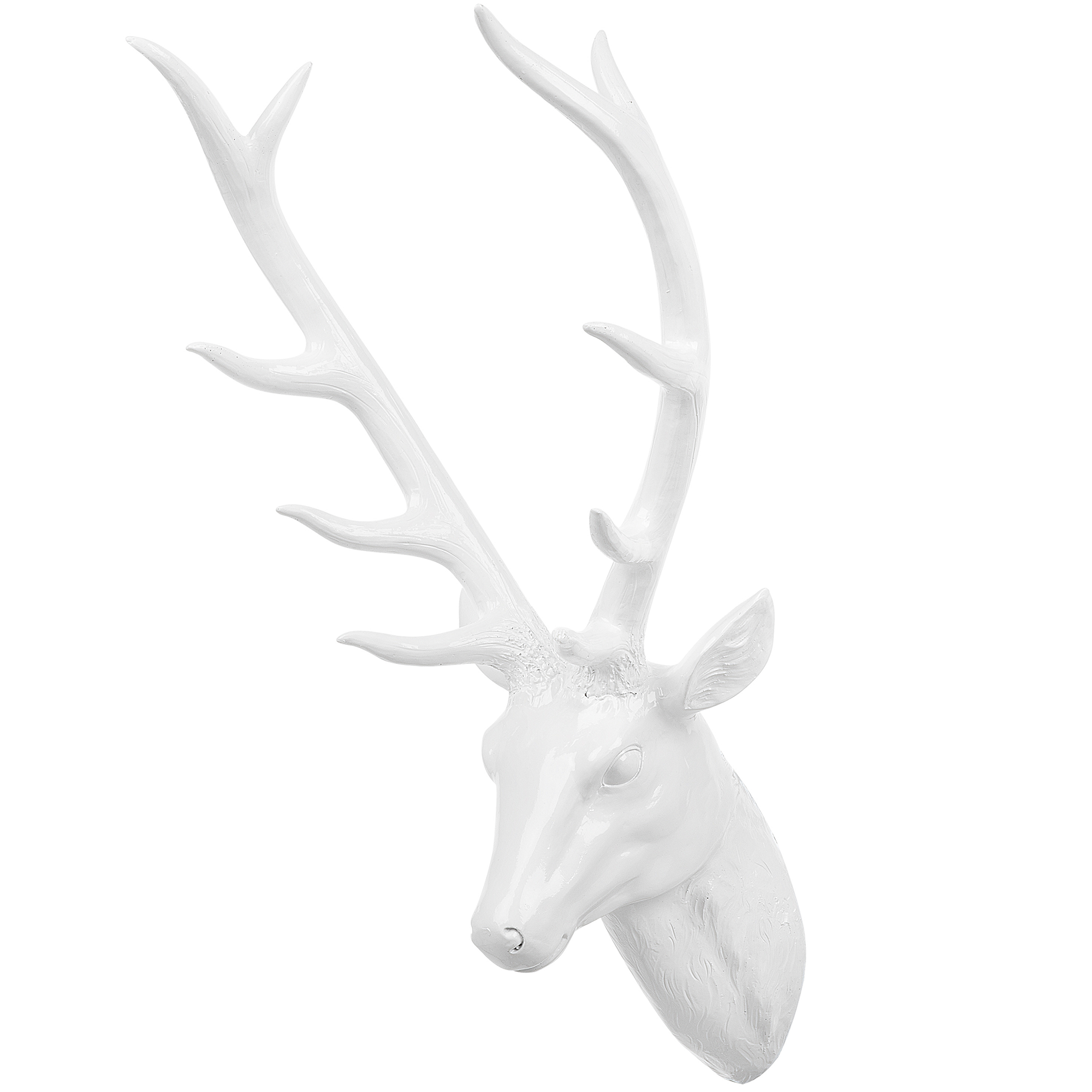 Beliani Nástěnná figurka bílá 67 cm DEER HEAD