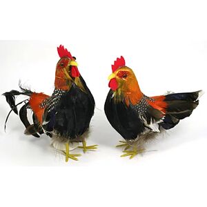 Federhahn und -huhn, 17 cm und 18 cm, 2 Stück