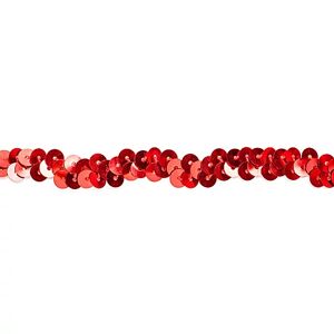 Elastik-Paillettenband, rot, Breite: 10 mm, Länge: 3 m