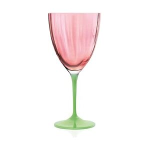 Bohemia Cristal Bohemia Satz von 6 Kelchen Kate Optical aus rosa Glas mit grünem Fuß 40cl