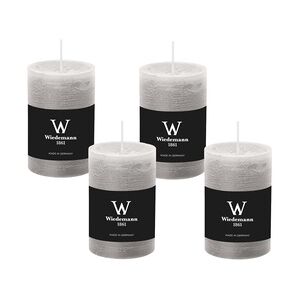 Wiedemann Kerzen 4er Set Adventskranzkerzen Rustik Marble Kerzen durchgefärbt mit Abbrandschutz Betongrau 80 x 68 mm