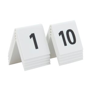 Securit® Tischnummernset 1-10, weißes Acryl mit schwarzer Schrift, 10er Set 5,2x5,2x4,5cm   0,1kg