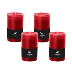 Wiedemann Kerzen 4er Set Adventskranzkerzen Rustik Marble Kerzen durchgefärbt mit Abbrandschutz Rubin 80 x 68 mm
