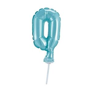 Kuchendeko Mini Folienballon hellblau Zahl 0