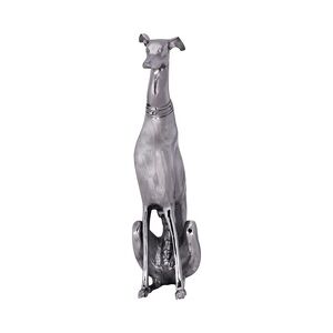 FineBuy Deko Design Dog aus Aluminium silbern Windhund Skulptur Hundestatue