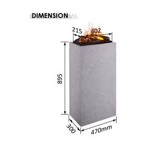 RICHEN Elektrokamin betongrau Ikaros hoch 91 x 47 cm