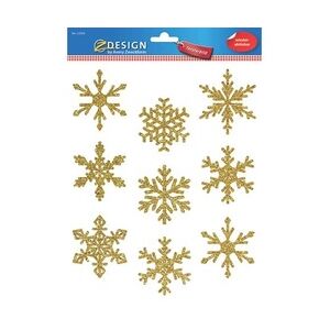 Fensterbilder, Folie, Schneeflocken, gold, 9 Aufkleber