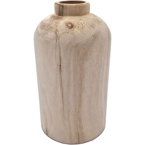 SPETEBO Design Holz Blumen Vase natur - klein / 21 cm - Holzvase Flasche naturbelassen