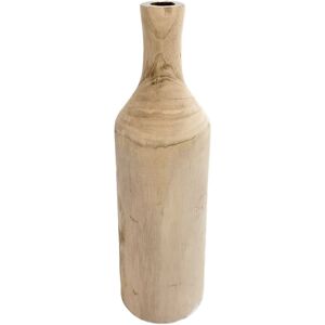 SPETEBO Design Holz Blumen Vase groß - natur / 46 cm - Holzvase XXL Flasche naturbelassen - Tischdeko Fensterdeko für Kunstpflanzen und Pampasgras