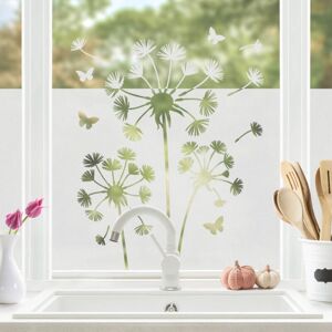 Micasia - Fensterfolie 60x100 cm Blumen Schmetterling Sichtschutz statische Milchglasfolie blickdicht