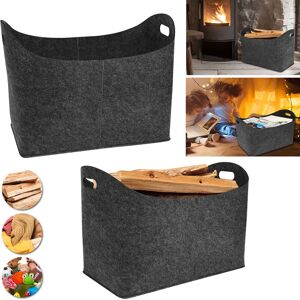 UISEBRT 2 Stück Kaminholztasche aus Filz Holzkorb xl Kaminholzkorb Holztasche mit verstärkten Griffen, Filztasche für Holz Kaminholz Zeitungen, 55 x 30 x