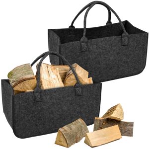 Uisebrt - 2 Stück Kaminholztasche Filz, Filztaschen Shopper mit Tragegriffen, Kaminholzkorb Filztasche für Holz Kaminholz und Zeitungen, auch als