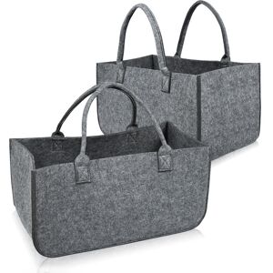 Uisebrt - 2 Stück Kaminholztasche Filz, Filztaschen Shopper mit Tragegriffen, Kaminholzkorb Filztasche für Holz Kaminholz und Zeitungen, auch als