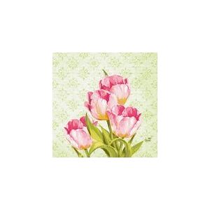 Duni Zelltuch Love Tulips 33x33cm 3lagig, 1/4 Falz 250St.