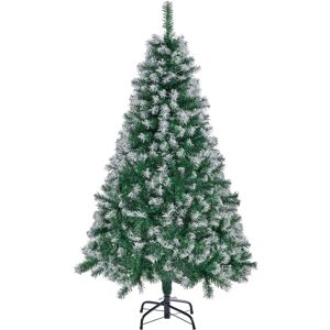 Yaheetech 152,5cm Künstlicher Weihnachtsbaum Mit Schnee, Christbaum Mit Ca.450 - Geoffnete Verpackung Grün-weiß 154 cm