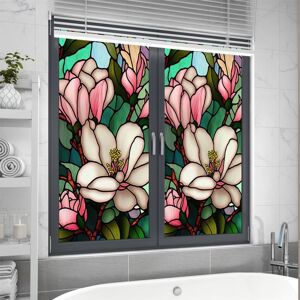 Nanmuubv Bunte Retro-Blumen-Sichtschutz-Fensterfolie, Abnehmbare Uv-Blockierende Wärmedämmung, Nicht Klebende Buntglas-Fensterfolie