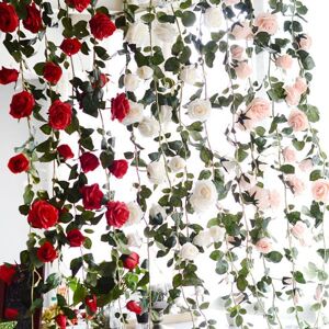 Bluelans Flower Decoration 180cm Künstliche Rose Blume Efeu Ranke String Home Hochzeit Hängende Dekoration
