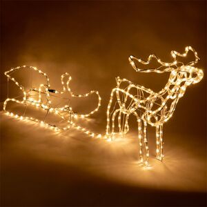 VOSS.garden LED Rentier mit Schlitten Weihnachtsfigur 120cm, Outdoor Weihnachtsbeleuchtung