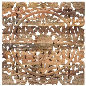 LAKSHMI-indisches-moebelhaus.de Wandbild Retro 100x100x3 handgeschnitzt aus Mango-Massivholz
