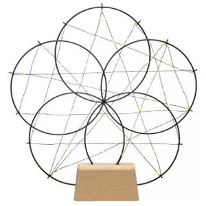 KONSTSMIDE No. 1784-787 LED Metallsilhouetten 5 Ringe mit Holz-Fuß bernsteinfarben 40cm