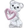 Dekofigur SWAROVSKI "Kris Bear Una Bear, 5665436" Dekofiguren Gr. B/H/T: 2,40 cm x 4,00 cm x 2,80 cm, Teddy mit Herz, bunt (kristallweiß, rosa, schwarz) Weihnachtsengel Weihnachtsfiguren Swarovski Kristall