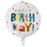 Folienballon "Happy Birthday", weiß/bunt, 45 cm Ø