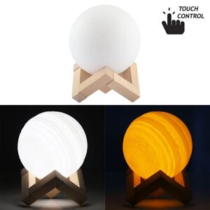 My Store 10cm Touch Control 3D Print Jupiter Lamp, USB Charging 2-Color Changing Energy-saving LED Night Light with Wooden Holder Base