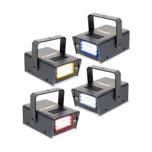 Mini LED stroboskoper - sæt med 4 stk. i Rød, Gul, Blå og Hvid stroboscopes rybw