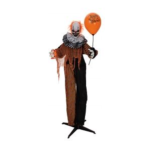 Europalms Halloween Figure Clown with Balloon, animated, 166cm TILBUD NU