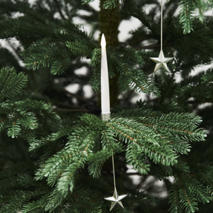 Nordic Winter Juletræslys LED 20 stk. m/holder og fjernbetjening. Sølv
