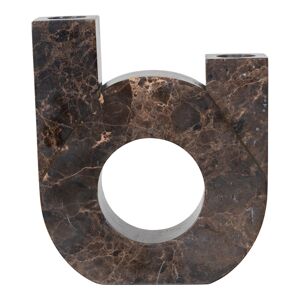 Homeshop Lysestage i brun marmor med dobbelt holder 12x3,5x14 cm - 4561100