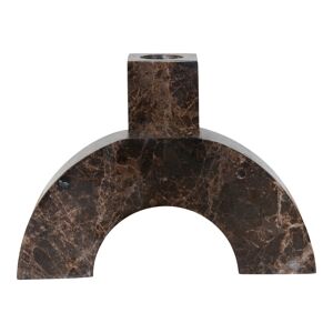Homeshop Lysestage i brun marmor med enkelt holder 3,5x14x11 cm - 4561095