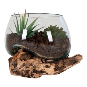 Homeshop Vanddråbe i glas med træfod Ø15xH15 cm - 4501055