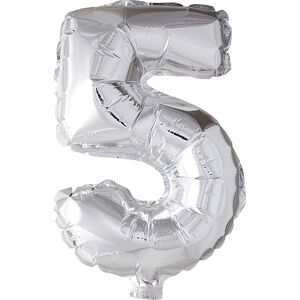 No-Name Folieballon, Sølv, 5-Tal, 41 Cm