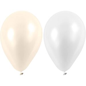 No-Name Balloner, Hvid/perlemor, 23 Cm, 10 Stk.
