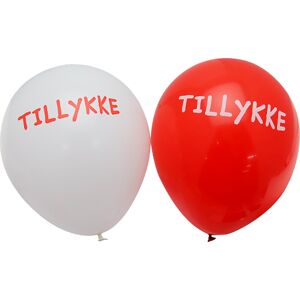 No-Name Ballon, Tillykke, Hvid/rød Ass., 25 Cm, 6 Stk.