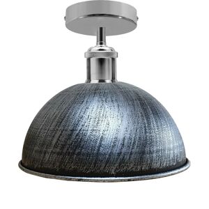 Ledsone Børstet Sølv Vintage Retro Flush Mount Loftslampe Rustik Farve Metal Lampeskærm