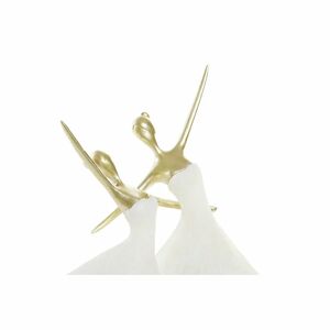 DKD Home Decor Dansende Par Skulptur i Harpiks Hvid og Guld 24 x 9 x 35 cm