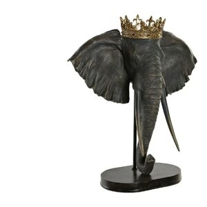 DKD Home Decor Kronet Elefant Figur i Grå Harpiks 49 x 26.5 x 57 cm