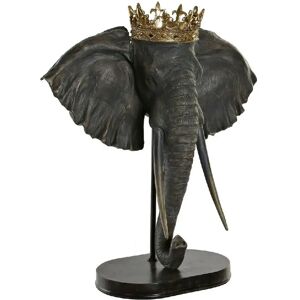 DKD Home Decor Kronet Elefant Figur i Grå Harpiks 49 x 26.5 x 57 cm