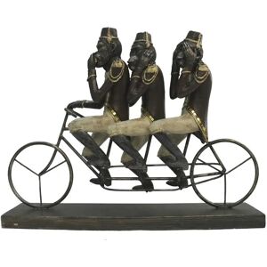 DKD Home Decor Trehjulet Cykel Skulptur med Abefigurer i Sort 40 x 31 cm