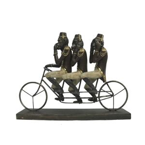 DKD Home Decor Trehjulet Cykel Skulptur med Abefigurer i Sort 40 x 31 cm
