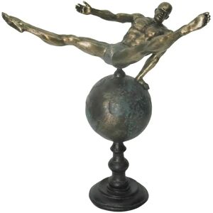 DKD Home Decor Gylden Gymnast Figur på Globus i Harpiks 29 x 16 x 33 cm