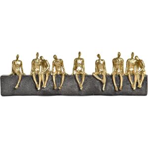 DKD Home Decor Gylden Harpiks Figur af Personer i Mørkegrå og Guld 45 x 7 x 14 cm