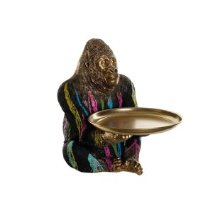 DKD Home Decor Multifarvet Gorilla Skulptur med Fad i Harpiks 38 x 46 x 50,5 cm